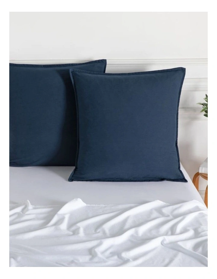 CleverPolly Vintage Washed Microfibre European Pillowcases in Navy 2 Pack image 2