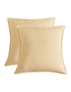 CleverPolly Vintage Washed Microfibre European Pillowcases in Butter 2 Pack