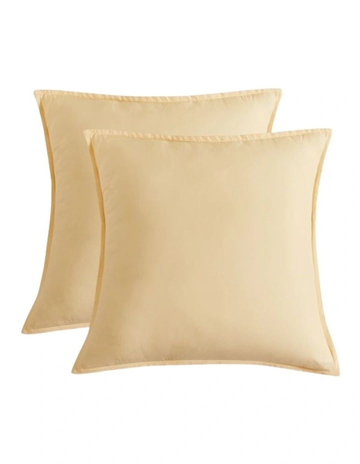 CleverPolly Vintage Washed Microfibre European Pillowcases in Butter 2 Pack image 1