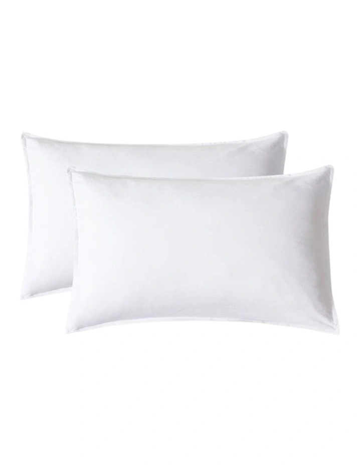 CleverPolly Vintage Washed Microfibre Standard Pillowcases in White 2 Pack image 1
