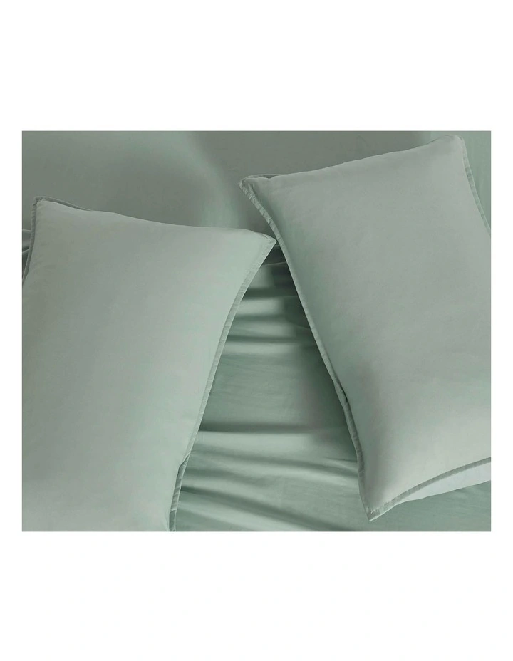 CleverPolly Vintage Washed Microfibre King Pillowcases in Sage Green 2 Pack image 2