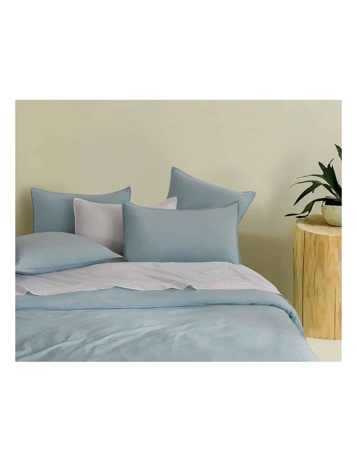 CleverPolly Vintage Washed Microfibre Standard Pillowcases in Blue 2 Pack image 2