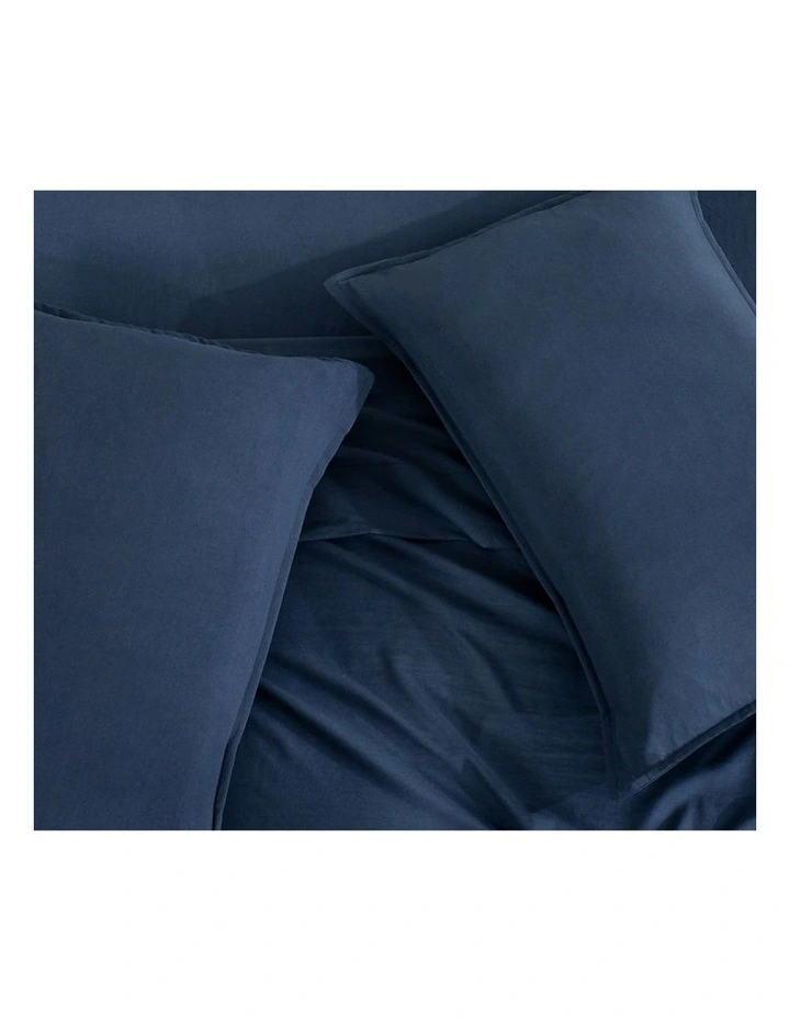 CleverPolly Vintage Washed Microfibre King Pillowcases in Navy Blue 2 Pack image 2