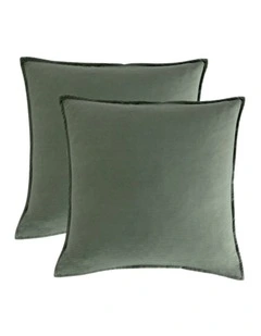 CleverPolly Vintage Washed Microfibre European Pillowcases in Khaki Green 2 Pack