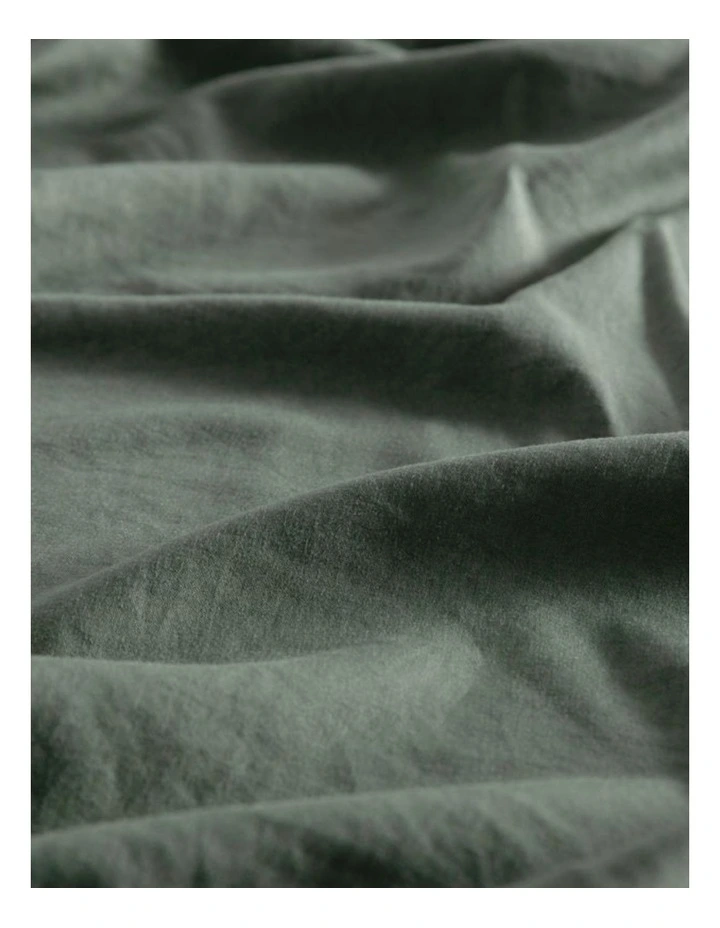 CleverPolly Vintage Washed Microfibre European Pillowcases in Khaki Green 2 Pack image 3