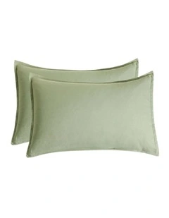 CleverPolly Vintage Washed Microfibre Standard Pillowcases in Eucalypt 2 Pack