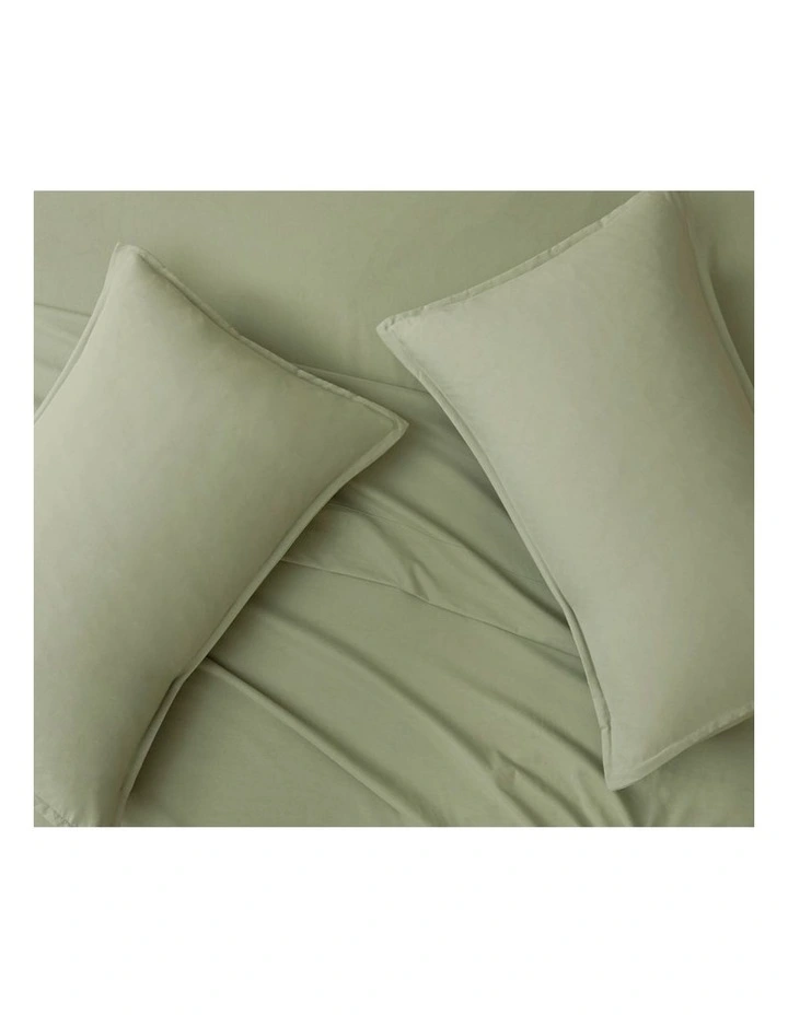 CleverPolly Vintage Washed Microfibre Standard Pillowcases in Eucalypt 2 Pack image 3