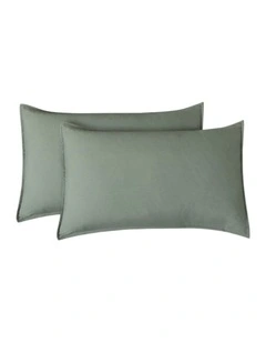 CleverPolly Vintage Washed Microfibre Standard Pillowcases in Khaki Green 2 Pack