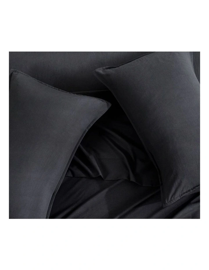 CleverPolly Vintage Washed Microfibre King Pillowcases in Black 2 Pack image 2