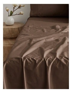 Dreamaker 300TC Cotton Percale Flat Sheet in Chocolate