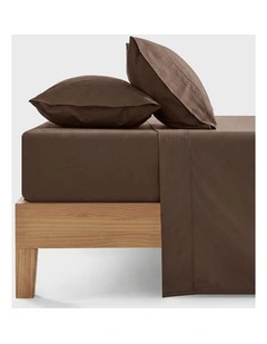 Dreamaker 300TC Cotton Percale Sheet Set in Chocolate