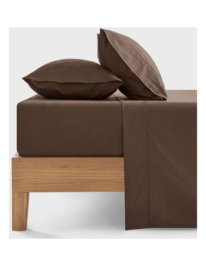 Dreamaker 300TC Cotton Percale Sheet Set in Chocolate image 1
