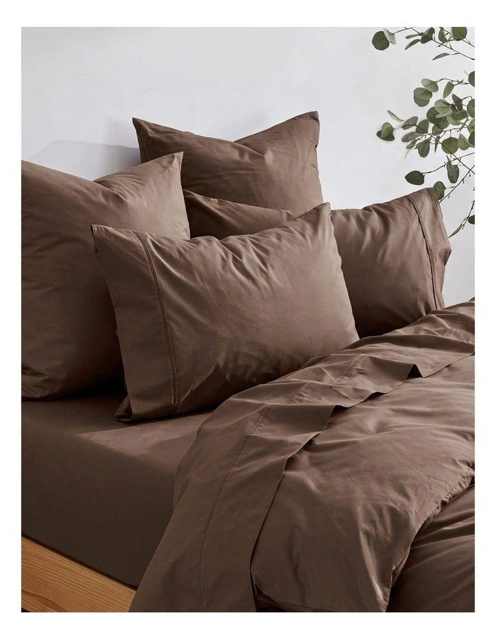 Dreamaker 300TC Cotton Percale Sheet Set in Chocolate image 6