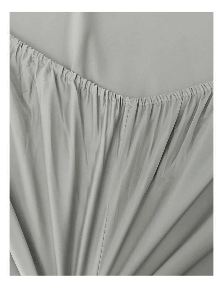 Serene 400TC Bamboo Cotton Sateen Fitted Sheet Set in Dove Grey image 3