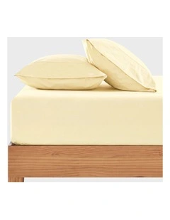 Dreamaker 300TC Cotton Percale Combo Fitted Sheet Set in Butter Yellow