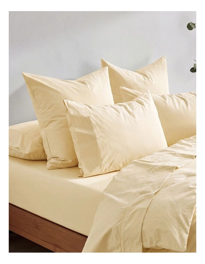Dreamaker 300TC Cotton Percale Flat Sheet in Butter Yellow image 3