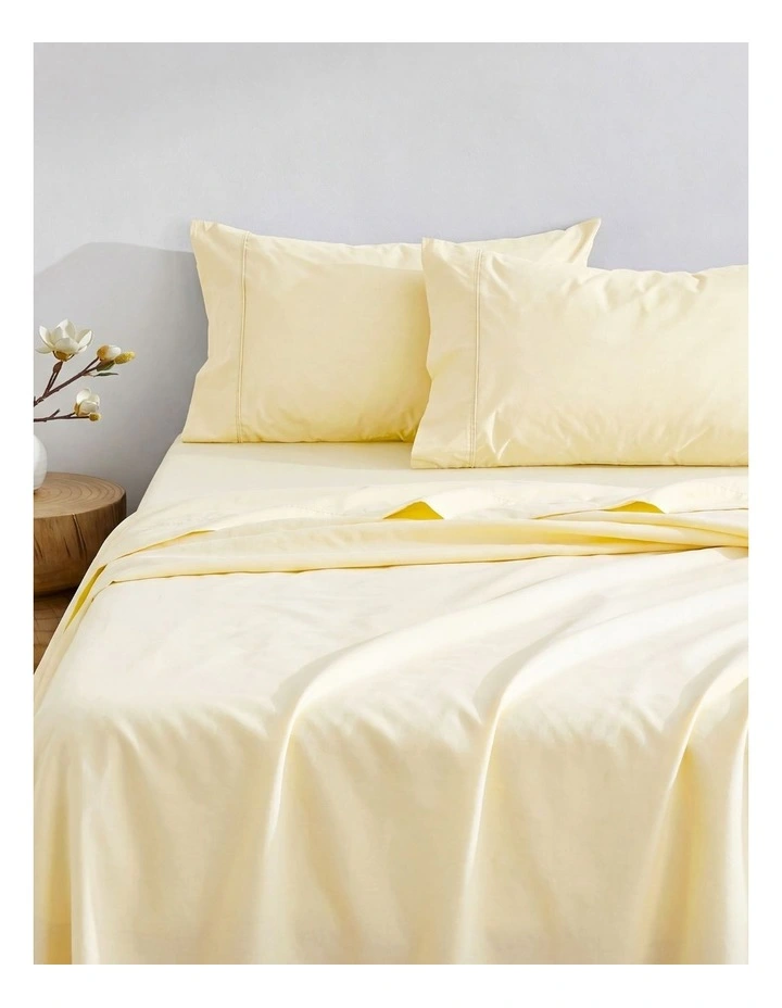 Dreamaker 300TC Cotton Percale Sheet Set in Butter Yellow image 2