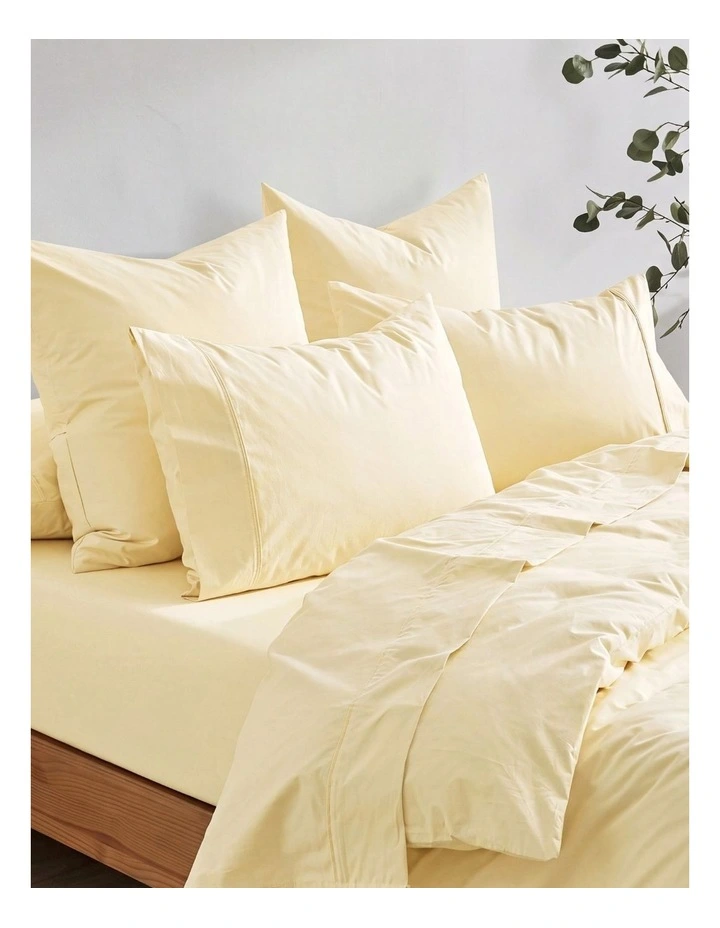 Dreamaker 300TC Cotton Percale Sheet Set in Butter Yellow image 6