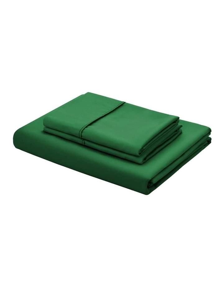 Serene 400TC Bamboo Cotton Sateen Fitted Sheet Set in Eden Green image 4
