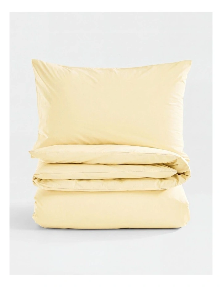 Dreamaker 300TC Cotton Percale Quilt Cover Set in Butter Yellow image 2
