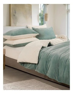 GIOIA CASA Teddy Sherpa Reversible Quilt Cover Set in Sage Green