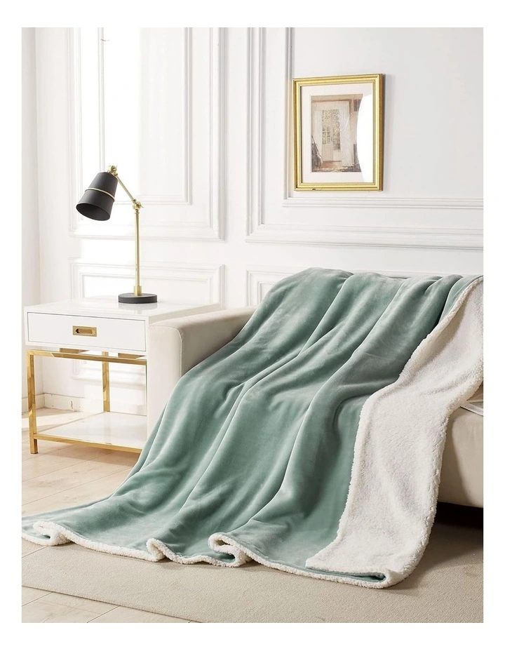 GIOIA CASA Teddy Sherpa Reversible Quilt Cover Set in Sage Green image 2