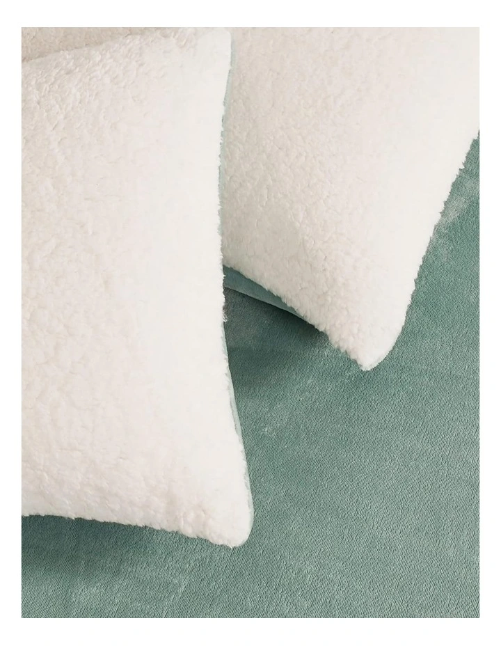 GIOIA CASA Teddy Sherpa Reversible Quilt Cover Set in Sage Green image 7