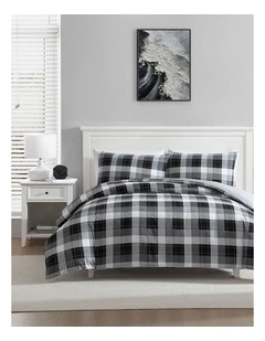 Bluff Plaid Quilt Cover Set in Black/Grey
