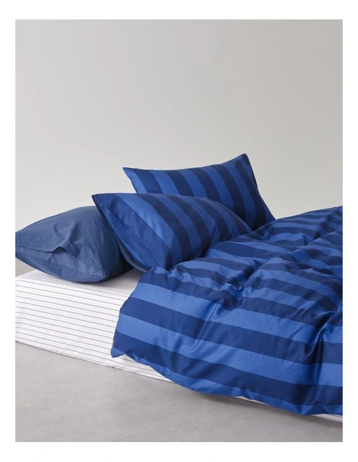 Lenny Reversible Printed Cotton Quilt Cover Set in Royal Blue image 2