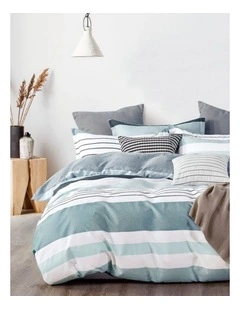 GIOIA CASA Nathan Reversible Printed Cotton Quilt Cover Set in Blue
