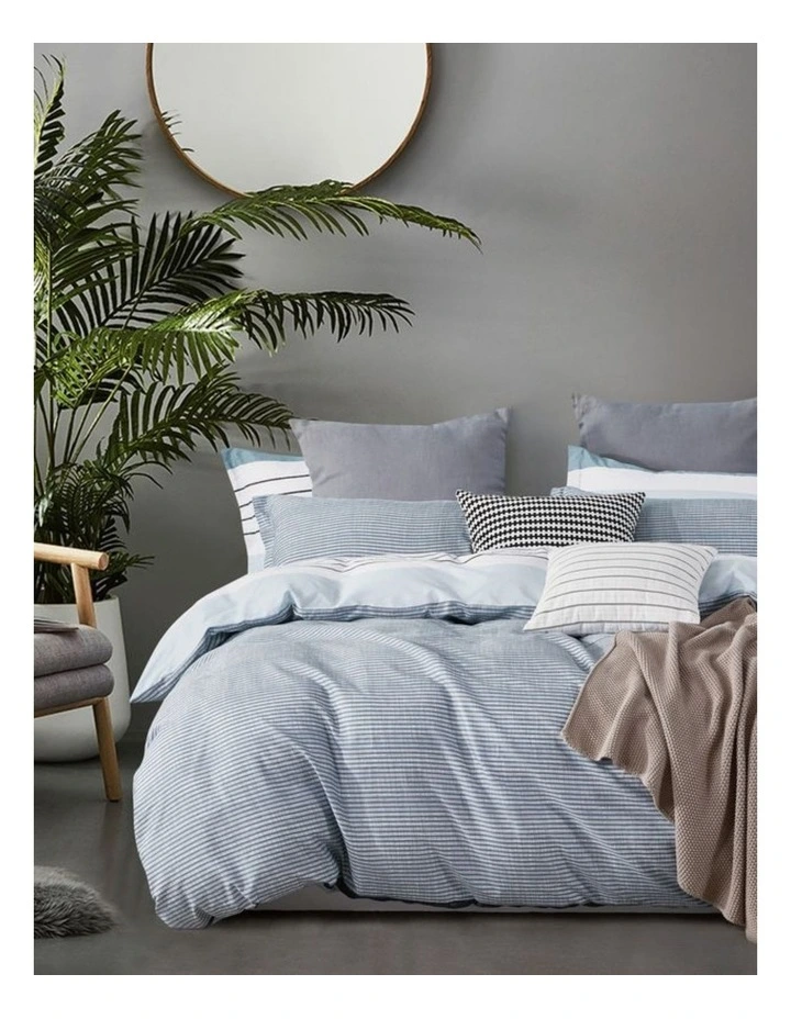 GIOIA CASA Nathan Reversible Printed Cotton Quilt Cover Set in Blue image 2