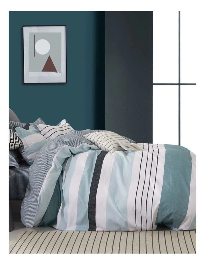 GIOIA CASA Nathan Reversible Printed Cotton Quilt Cover Set in Blue image 3