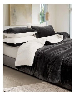 GIOIA CASA Teddy Sherpa Reversible Quilt Cover Set in Charcoal