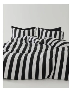 GIOIA CASA Harrison Reversible Printed Cotton Quilt Cover Set in Black