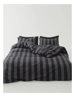 GIOIA CASA Harry Reversible Printed Cotton Quilt Cover Set in Charcoal