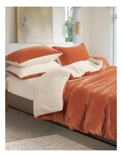 GIOIA CASA Teddy Sherpa Reversible Quilt Cover Set in Terracotta