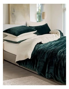 GIOIA CASA Teddy Sherpa Reversible Quilt Cover Set in Emerald Green