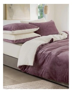 GIOIA CASA Teddy Sherpa Reversible Quilt Cover Set in Mauve