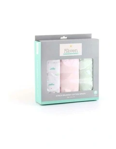 3pc Little Haven Baby/Infant Brushed Cotton Wraps/Swaddle Blanket Llama 100cm