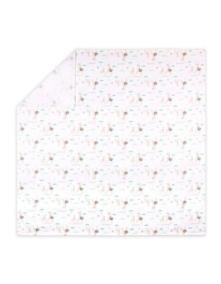3pc Little Haven Baby/Infant Brushed Cotton Wraps/Swaddle Blanket Llama 100cm image 2