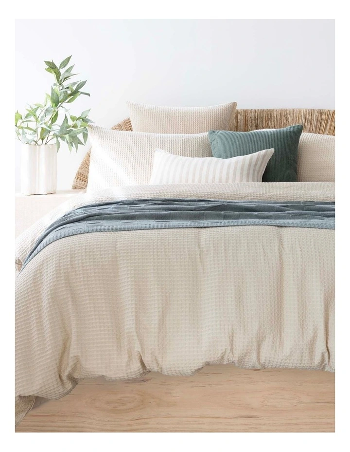 Dorset Waffle Quilt Cover Set Stone image 1