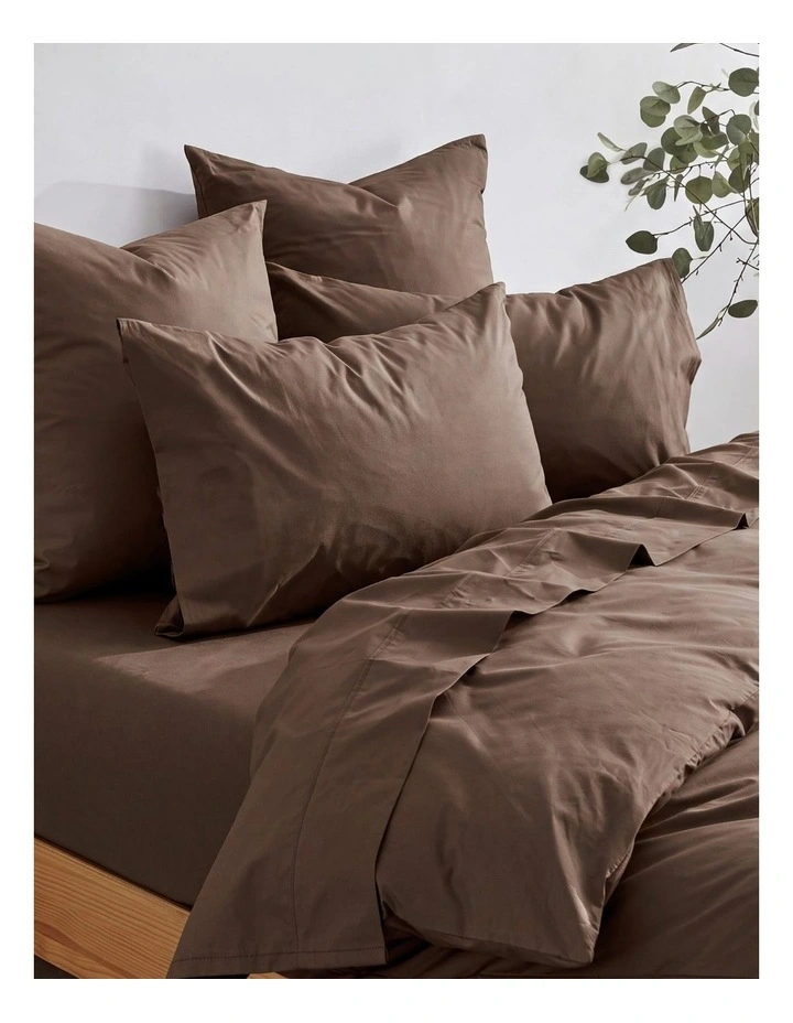 Dreamaker 300TC Cotton Percale Quilt Cover Set in Chocolate image 5