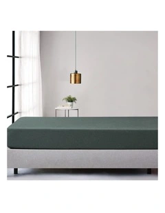 GIOIA CASA Jersey Cotton Fitted Sheet in Forest Green