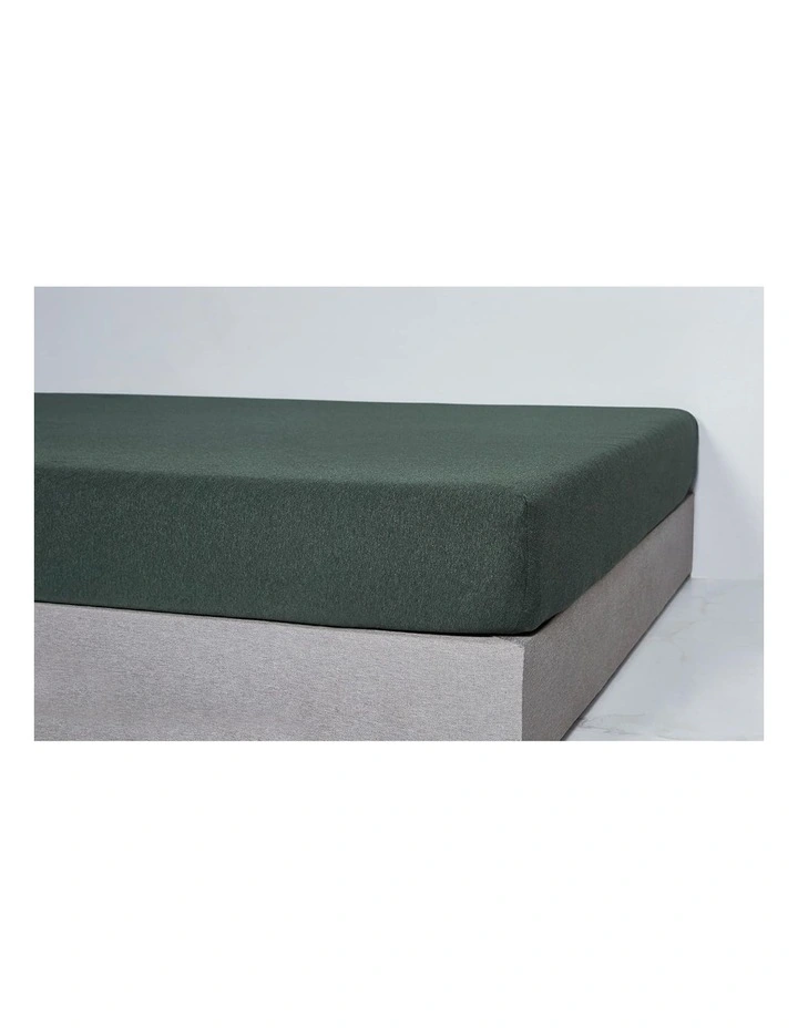 GIOIA CASA Jersey Cotton Fitted Sheet in Forest Green image 2