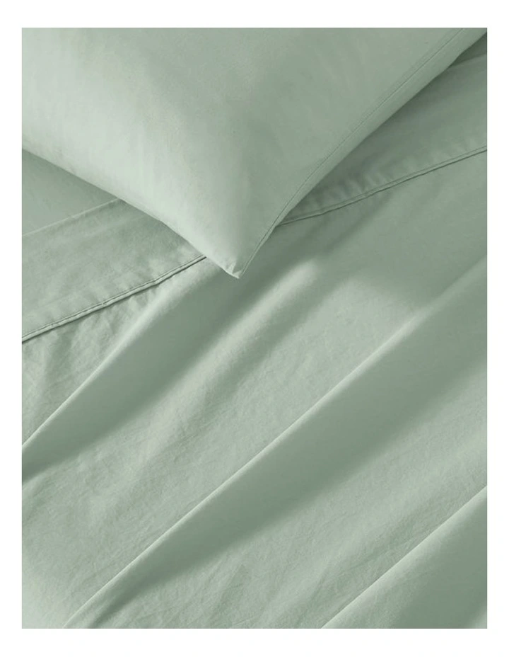 GIOIA CASA Vintage Washed Cotton Sheet Set in Sage Green image 3