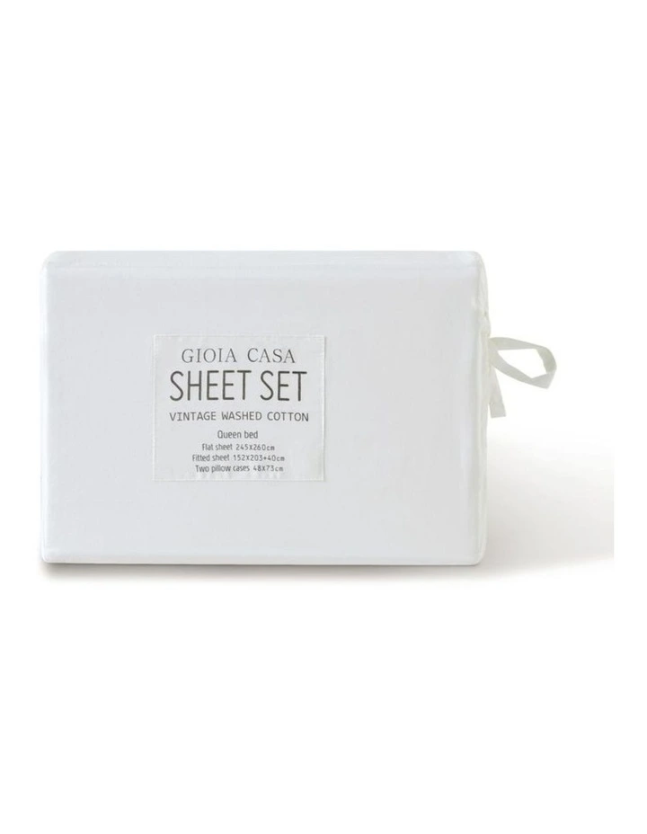 GIOIA CASA Vintage Washed Cotton Sheet Set in White image 5