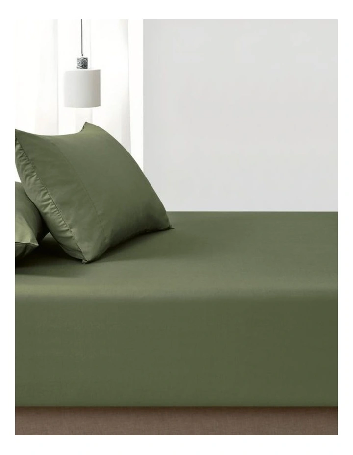 GIOIA CASA Vintage Washed Cotton Fitted Sheet Set in Khaki Green image 3