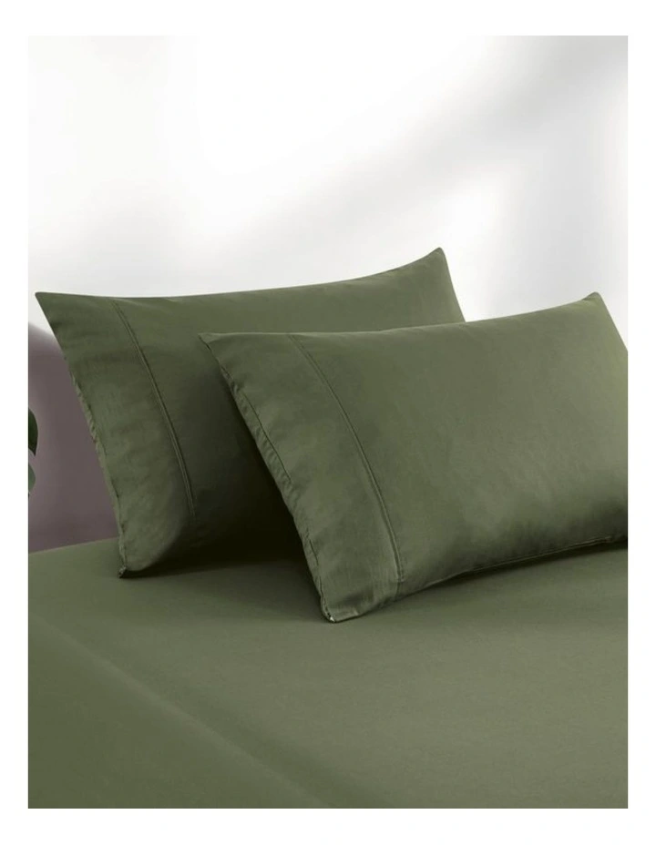 GIOIA CASA Vintage Washed Cotton Fitted Sheet Set in Khaki Green image 4