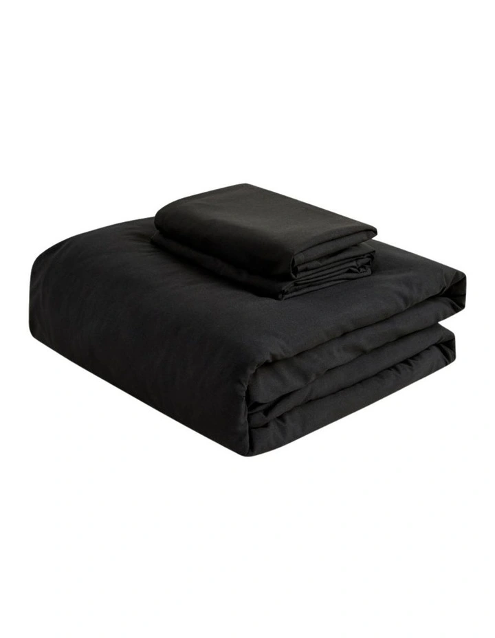 CleverPolly Vintage Washed Microfibre Fitted Sheet Set in Black image 6