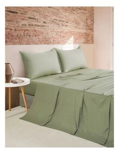 CleverPolly Vintage Washed Microfibre Sheet Set in Eucalypt